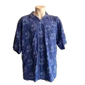 Pusser's West Indies Men's Shirt Large Blue Island Indigo Hawaiian Caribbean